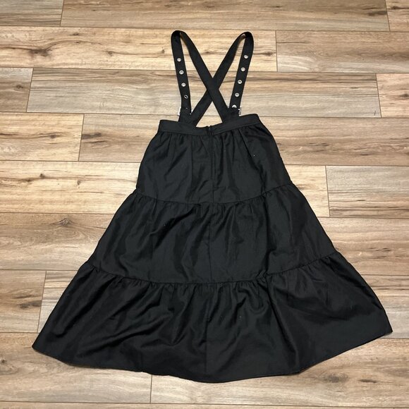 Cosmic Aura Black Tiered Suspender Skirt SZ Small Midi Hot Topic Gothic - Picture 9 of 10